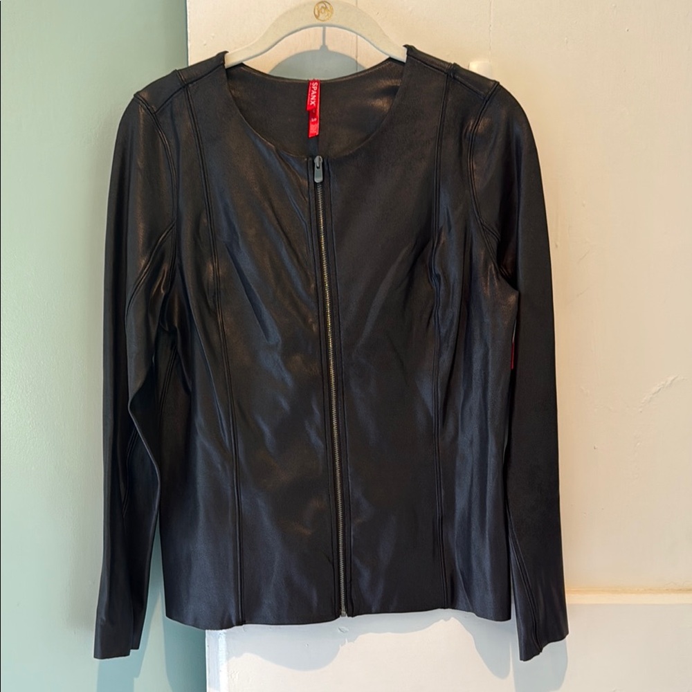 SPANX Black Leather Jacket
